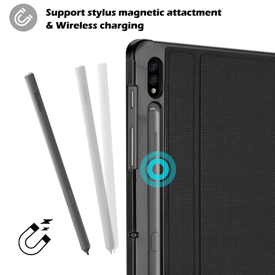 Case for Galaxy Tab S7 FE 5G 2021/S8 Plus 2022/S7 Plus 2020 12.4 inch with S Pen Holder, Smart Cover for 12.4 Samsung Galaxy Tablet (SM-X800 X806 T730 T736 T970 T975 T976 T978) -Black