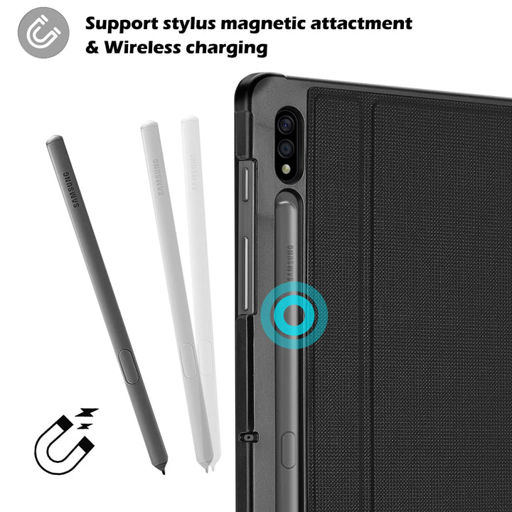 Case for Galaxy Tab S7 FE 5G 2021/S8 Plus 2022/S7 Plus 2020 12.4 inch with S Pen Holder, Smart Cover for 12.4 Samsung Galaxy Tablet (SM-X800 X806 T730 T736 T970 T975 T976 T978) -Black