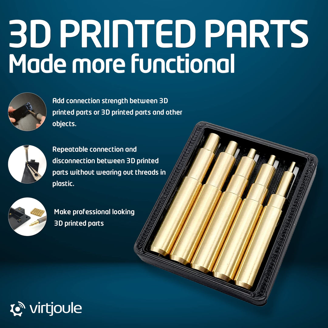 Heat Set Insert Tips for Sizes M2, M2.5, M3, M4, and M5 - Soldering Iron Tips for 3D Printer Users, 3D Printing Accessories Compatible with Hakko FX-888D and Weller SP40NKUS Soldering Irons