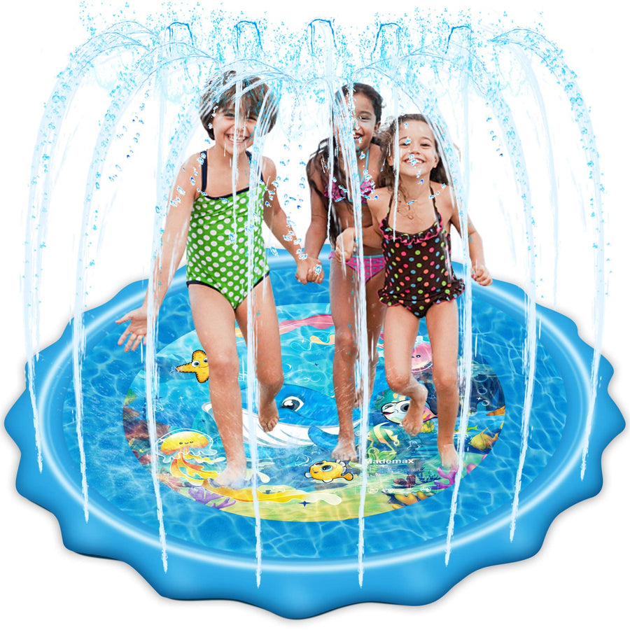 Upgraded 79 Splash Pad, Sprinkler & Splash Play Mat, Inflatable Summer Outdoor Sprinkler Pad Water Toys Fun for Children, Infants, Toddlers, Boys, Girls and Kids