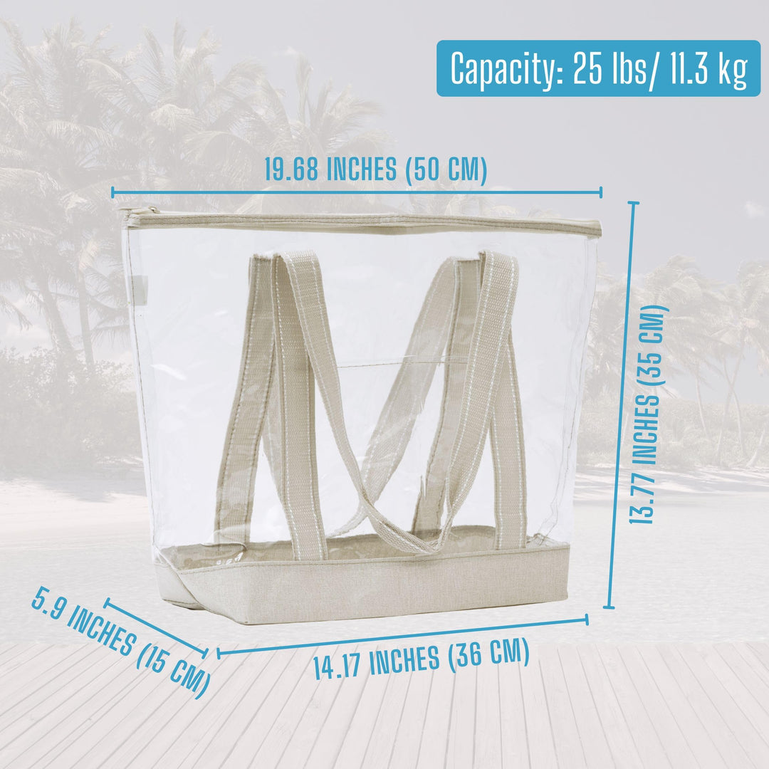 2 Packs Clear Bag Transparent Vinyl PVC Tote, Outdoor, Beach, Pool (Set of 2, Cyan)