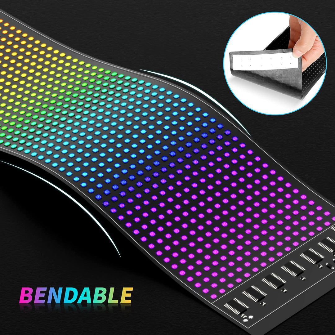 RAYHOME Scrolling Bright Advertising LED Signs, Flexible USB 5V LED Car Sign Bluetooth App Control Custom Text Pattern Animation Programmable LED Display for Store Car Bar Hotel (15&#39;&#39;x4&#39;&#39;)