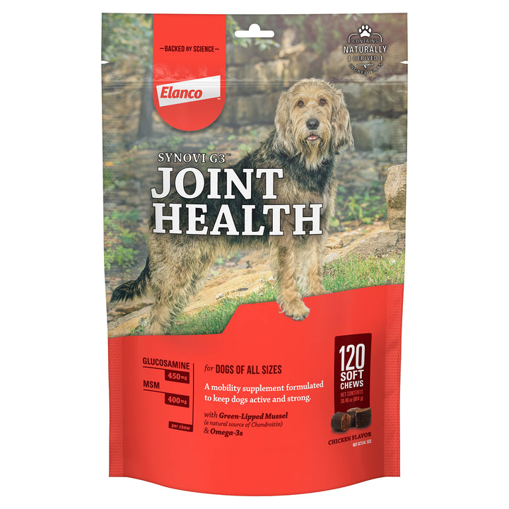 Synovi G3 Soft Chews Glucosamine Joint Supplement for Dogs, 120 count