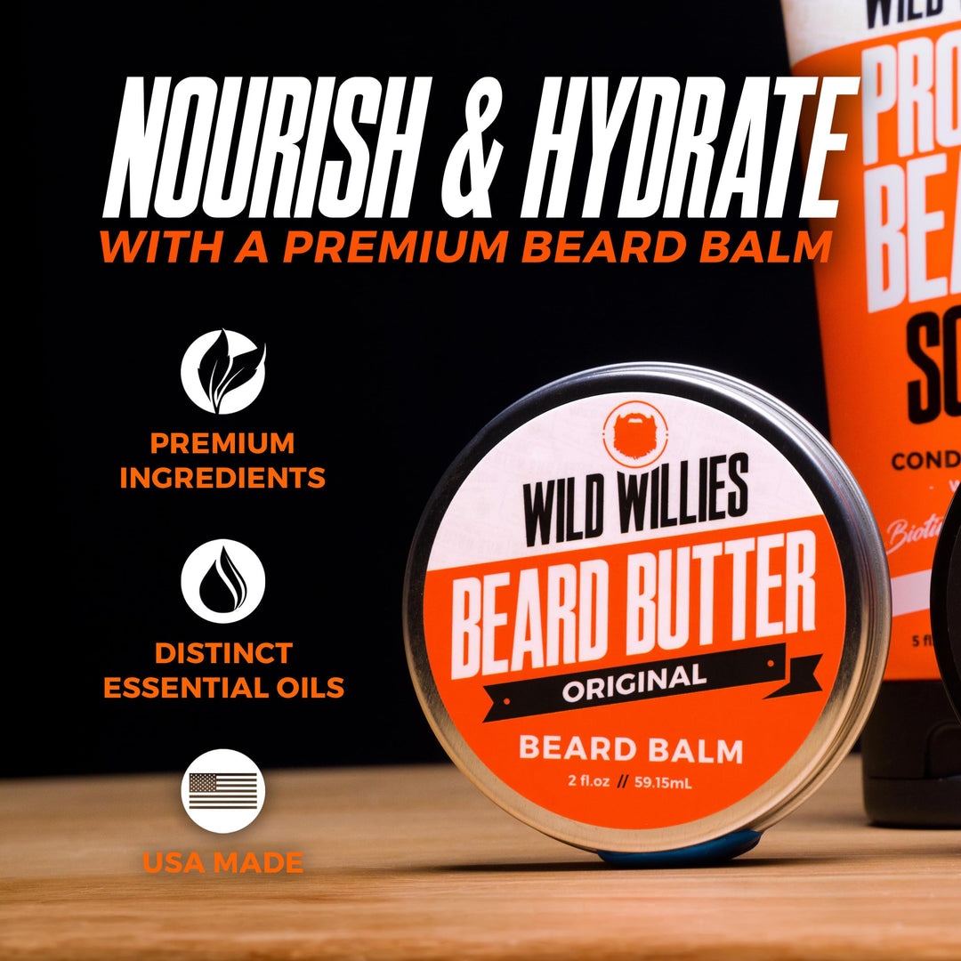 Beard Balm Conditioner For Men -Wild Willie&#39;s Beard Butter-Amazing Beard Balm with 13 Natural Locally Sourced Ingredients to Condition and Treat Your Beard or Mustache At the Same Time. Cool Mint 2oz