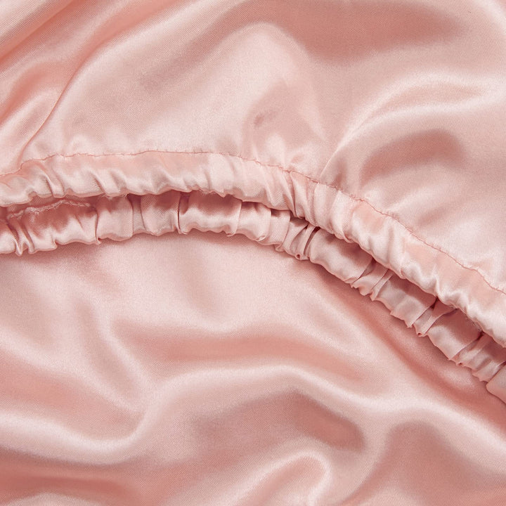 King Silk Satin Fitted Sheet, Soft Deep Pocket Single Bottom Bed Sheets Sold Separately, Wrinkle Free, Non- Fading, Breathable, Fully Elasticized(King Size, Blush)