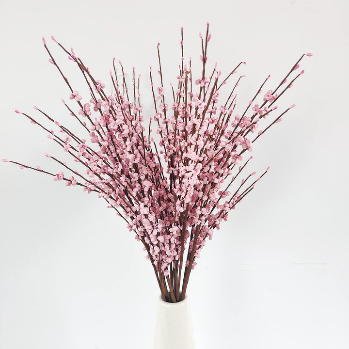 10 Pieces 29.5 Long of Artificial Flowers Faux Jasmine Fake Flower Pussy Willow Branches Stems for Vase Wedding Home Office Party Hotel Restaurant Decoration (Pink)