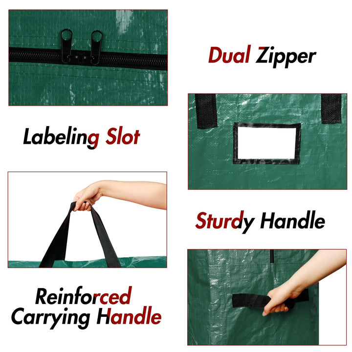Christmas Tree Storage Bag, Fits Up to 7.5 ft Tall Holiday Artificial Disassembled Trees, Durable with Handles and Dual Zipper, Waterproof Material (Green, 50 x 15 x 20 Inch, L)