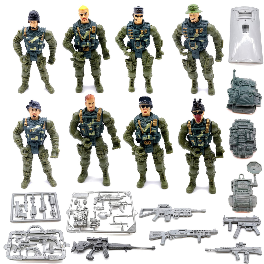 Action Figures Army Men Soldiers Toys 8 Pack Military Toy Playset Realistic Accessories