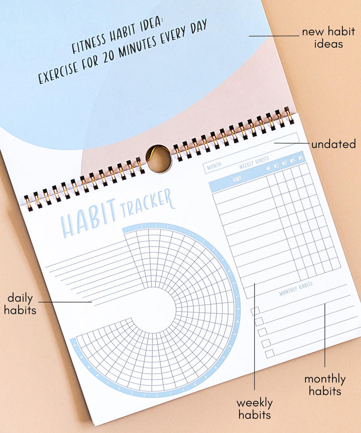 Habit Tracker Calendar - Inspirational Habit Journal with Spiral Binding - Daily Habit Tracker Journal and Goal Board - Motivational Goal Journal - Great Tool For Productivity And Workout