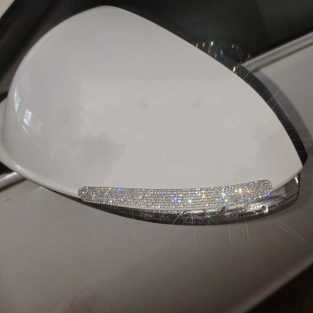 10PCS Car Rhinestone Bling Door Handle & Cups Protective Guards Reflective Trim Universal Safety Scratch Resistant Sticker Protectors,Sliver White