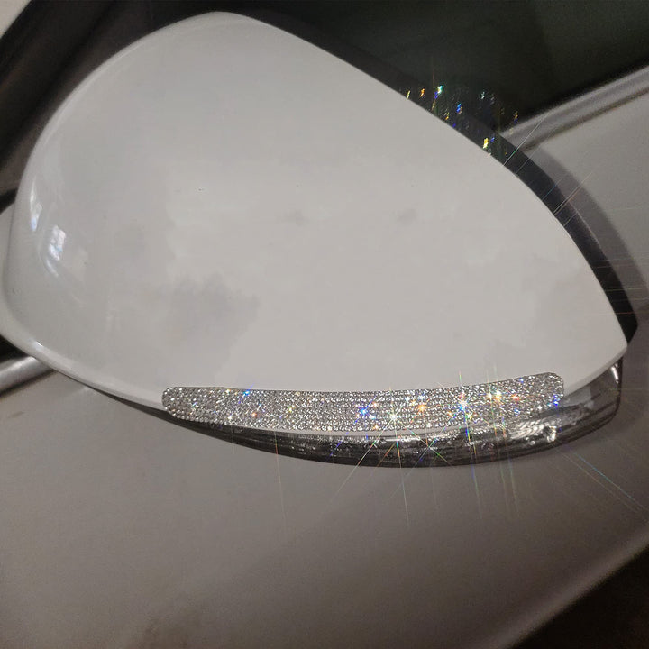 10PCS Car Rhinestone Bling Door Handle & Cups Protective Guards Reflective Trim Universal Safety Scratch Resistant Sticker Protectors,Sliver White
