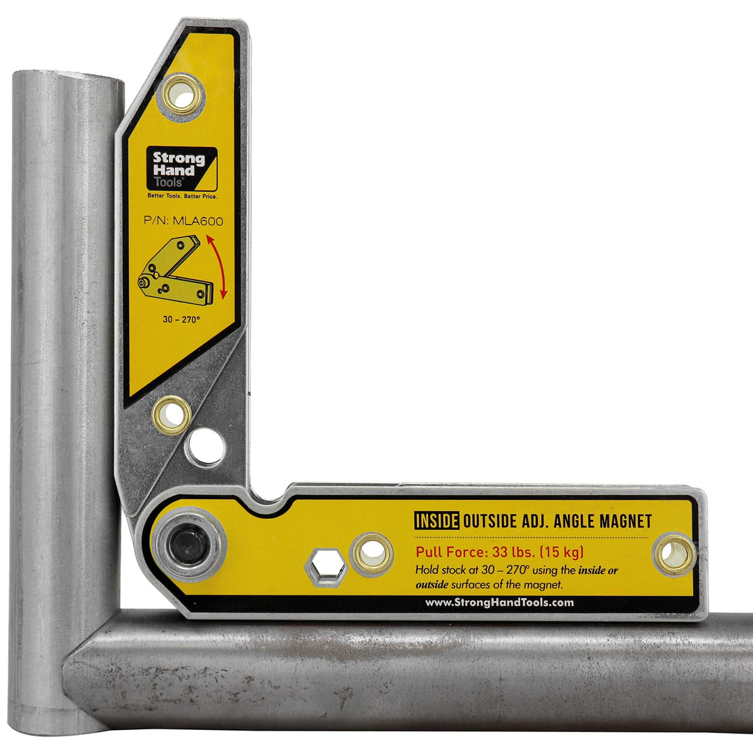 MLA600 Adjustable Angle Magnetic Welding Square, Inside/Outside Magnets, Angle Setting Pin, Magnetic Pull Force 33 Lbs, Welding Square, 30°-270° Angle, 6 Size