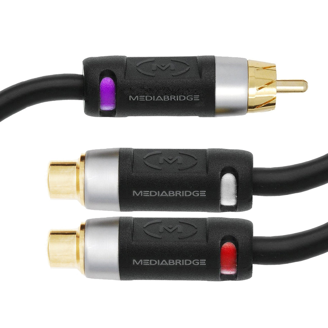 ™ Ultra Series RCA Y-Adapter (12 Inches) - 1-Male to 2-Female for Digital Audio or Subwoofer - Dual Shielded with RCA to RCA Gold-Plated Connectors - Black(Part# CYA-1M2F-P)