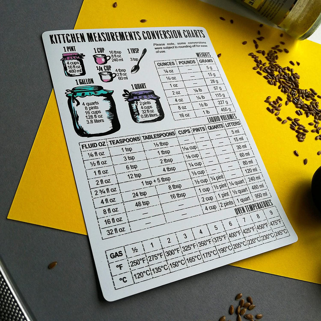Vinyl Magnetic Measurement Conversion Chart for Kitchen, Refrigerator Magnets for Fridge, Magnetic Conversion Table for Home Kitchens, Perfect Cookbook Accessory