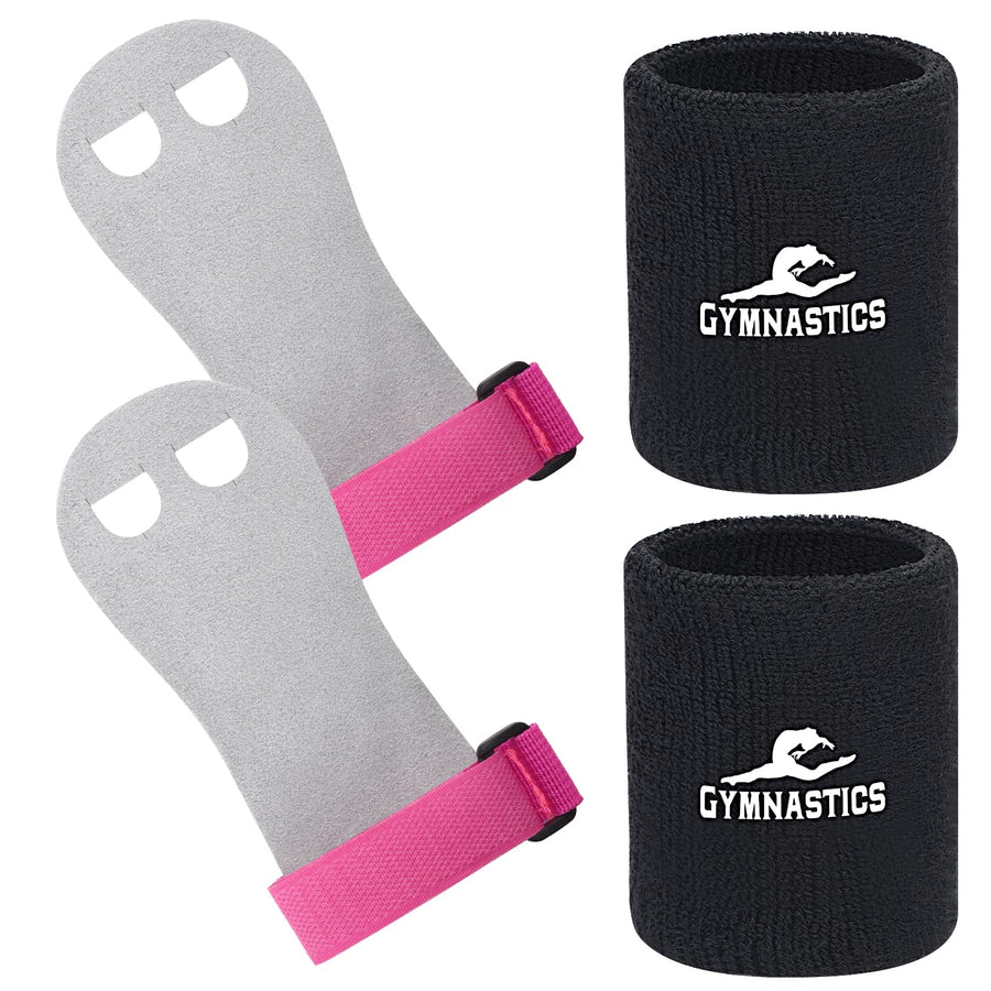 Gymnastics Grips Wristbands Bundle for Girls Kids Youth (XS)