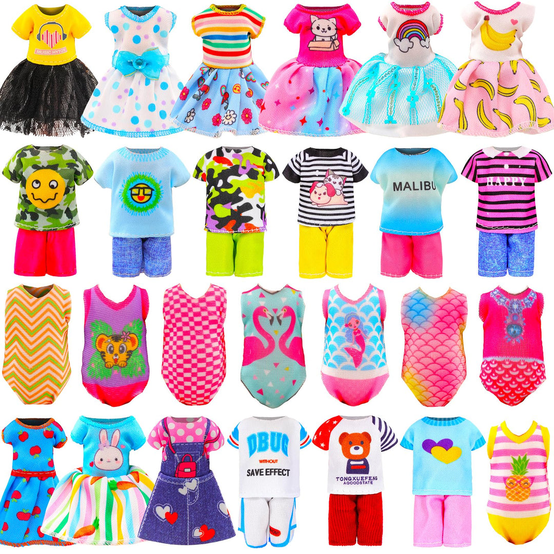 15 Set 5.3 Inch Doll Clothes 5 Outfit 5 Dresses 5 Swimsuits for 4-6 Inch Girl Doll Clothes Dress