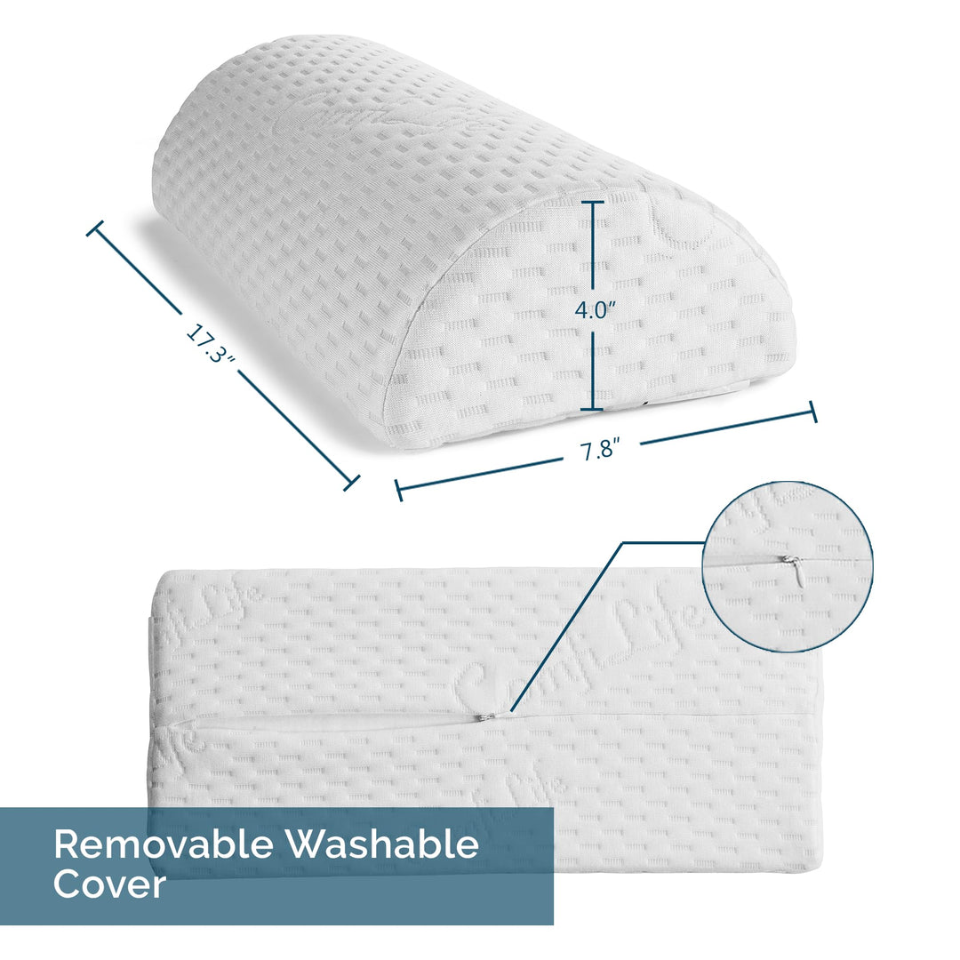 Knee Pillow for Back Sleeping – 100% Memory Foam Bolster Pillow for Legs – Under Knee Pillow for Sleeping on Back – Leg Pillow for Back &amp; Hip Pain Relief for Side Sleepers – Half Moon Pillow
