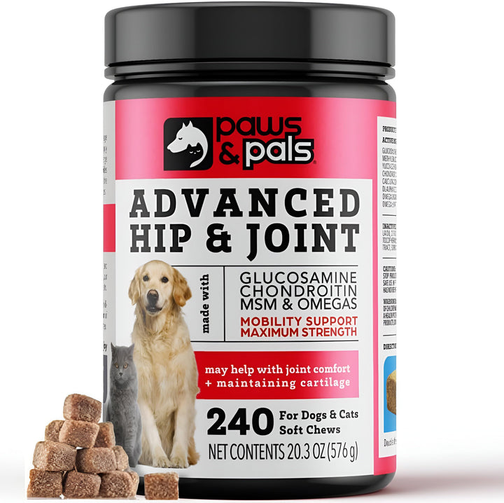 Glucosamine for Dogs, 240 Soft Chews of Advanced Hip and Joint Supplements for Dogs Vet Formulated with Chondroitin &amp; MSM for Mobility Support Keeping your Dog Young – Tasty Flavor