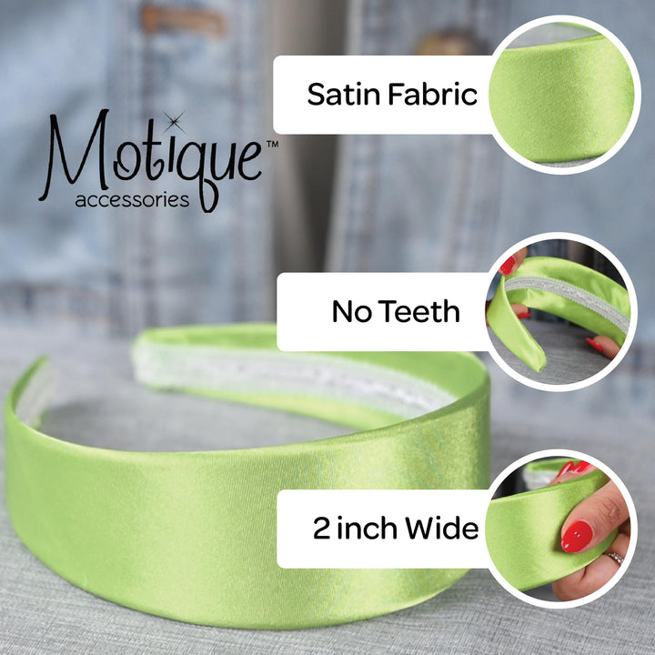 Brown 2 Inch Wide Satin Hard Headband with No Teeth Head band for Women and Girls ()