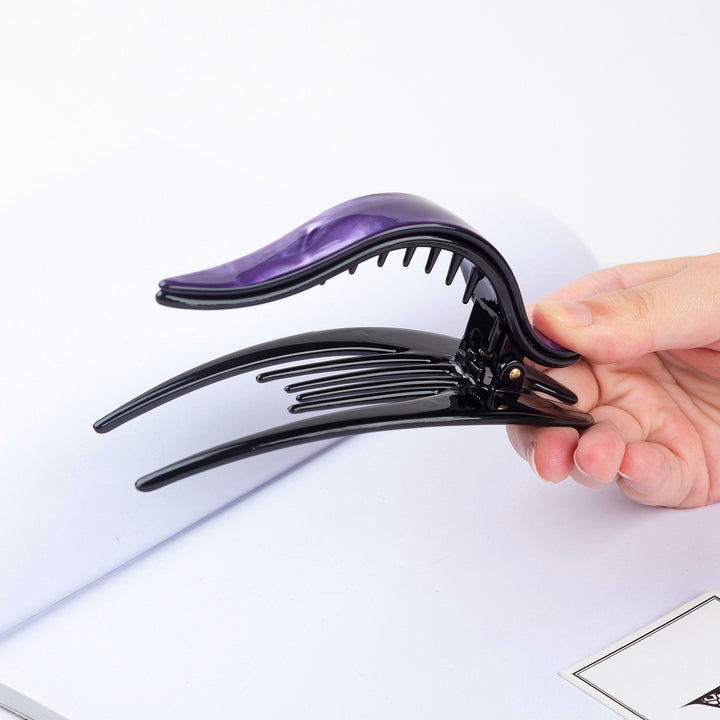 B: Handmade Celluloid French Design Tortoise Shell Barrettes Side-Slide Opening Duck Luxury Fashion Accessories Hair Clip Claw For Women (B)