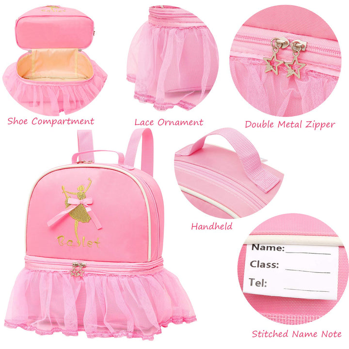 Cute Ballet Dance Backpack Tutu Dress Dance Bag with Key Chain Girls (Pink7 of tutu girl)