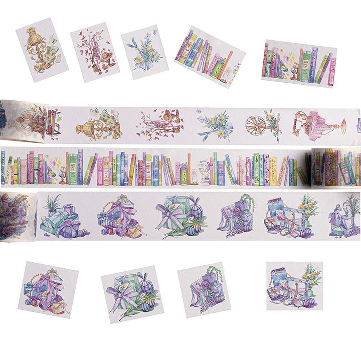 Seasonal Washi Tape Set (4 Pieces) | Cute Spring, Summer, Autumn and Winter Decorative Tapes | Floral Art Scrapbook Sticker Tape for Crafts and Planners | Wide Washi Tape Rolls for Kids