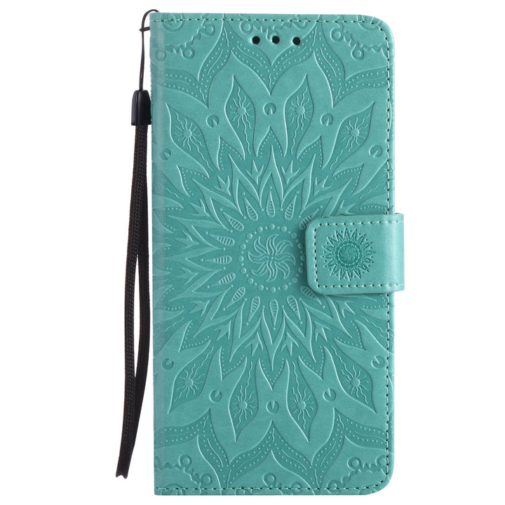 For iPhone 6 / 6S Wallet Case [NOT FOR iphone 6 plus], Sun Pattern Embossed PU Leather Magnetic Flip Cover Card Holders &amp; Hand Strap Wallet Purse Case for iPhone 6 / 6S [4.7 Inch] - Green