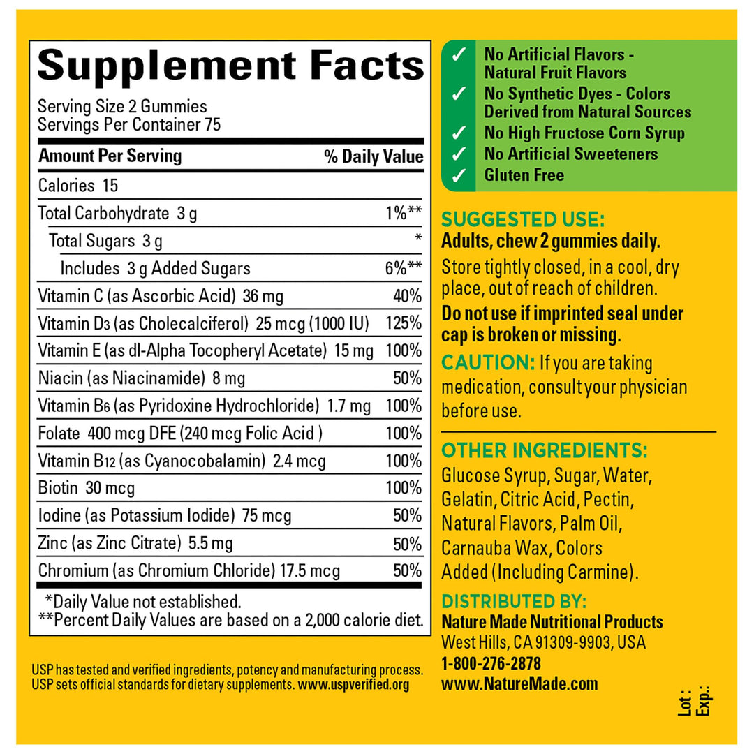 Multivitamin Gummies, Dietary Supplement for Daily Nutritional Support, 150 Gummy Vitamins and Minerals, 75 Day Supply