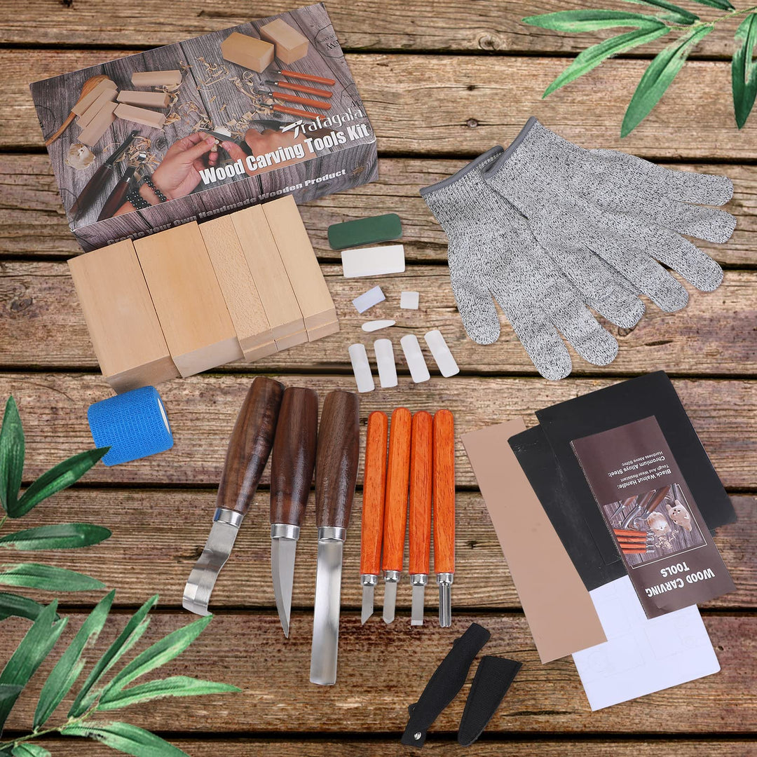 Wood Carving Tools Set 3pcs Whittling Knife and 4pcs K2