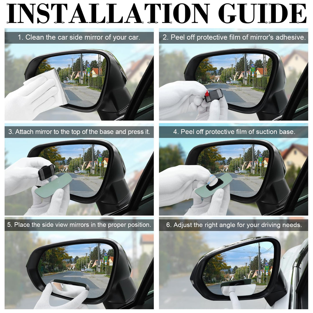 Blind Spot Mirror, Rectangular Shaped HD Glass Frameless Convex Rear View Mirror with wide angle Adjustable Stick for Cars SUV and Trucks, Pack of 2