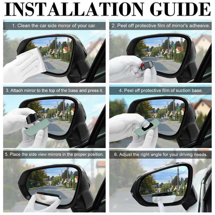 Blind Spot Mirror, Rectangular Shaped HD Glass Frameless Convex Rear View Mirror with wide angle Adjustable Stick for Cars SUV and Trucks, Pack of 2