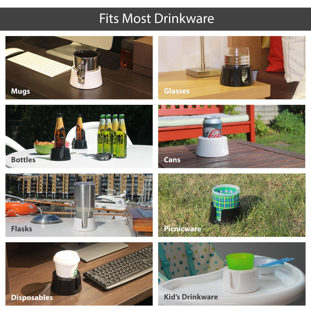 TableCoaster - Original Anti-Spill Table and Desk Cup Holder, Jet Black - RV and Boat Drink Holder, A Tip-Proof Coaster with Tacky Base and Walled Profile to Prevent Spilled Drinks