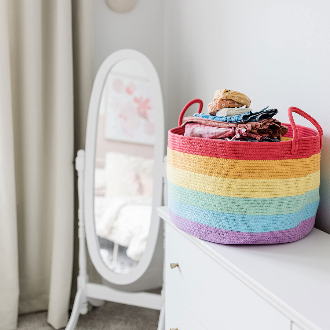 OrganiHaus Large Blanket Basket for Living Room 20x13, 