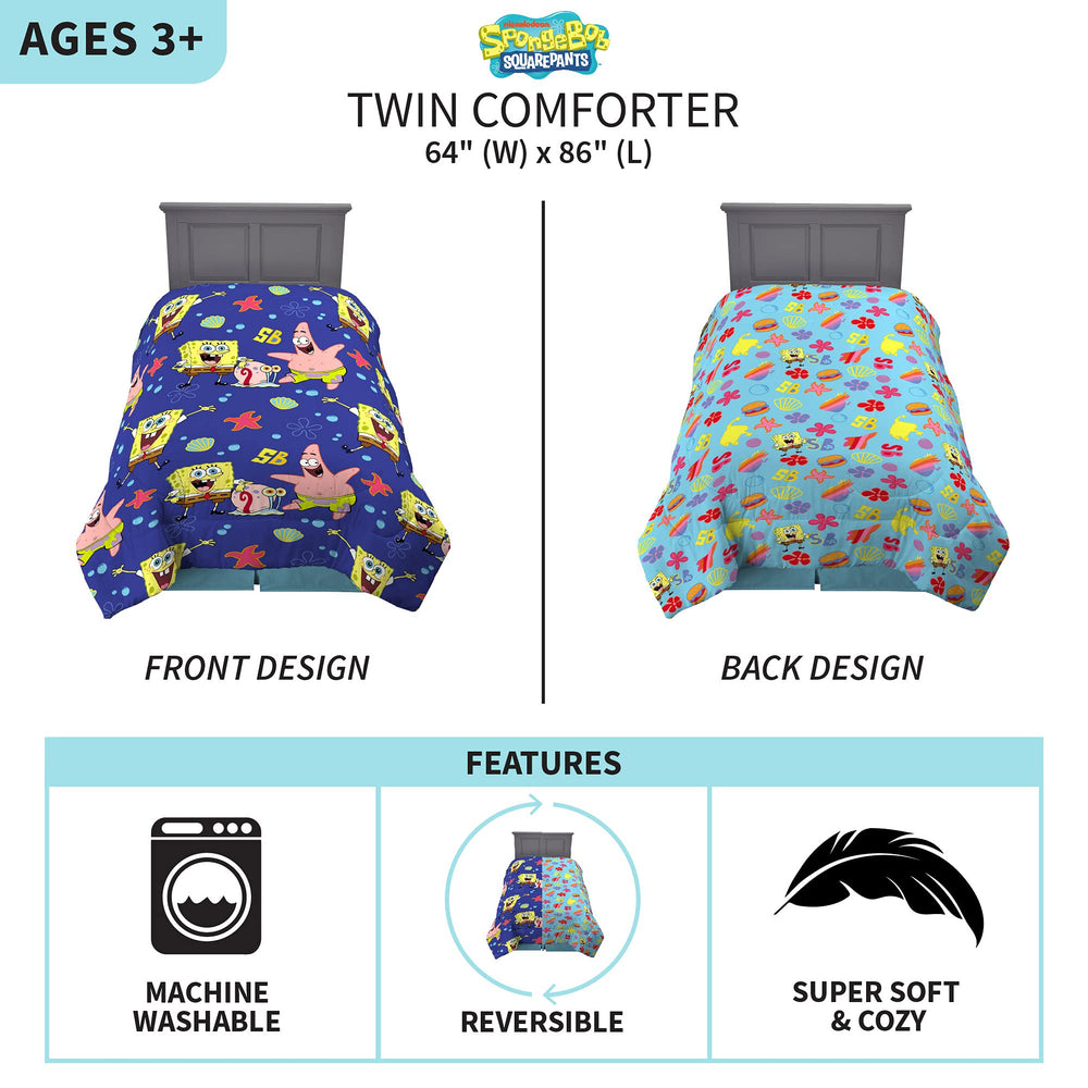 Kids Bedding Soft Microfiber Comforter, Twin, Spongebob Squarepants