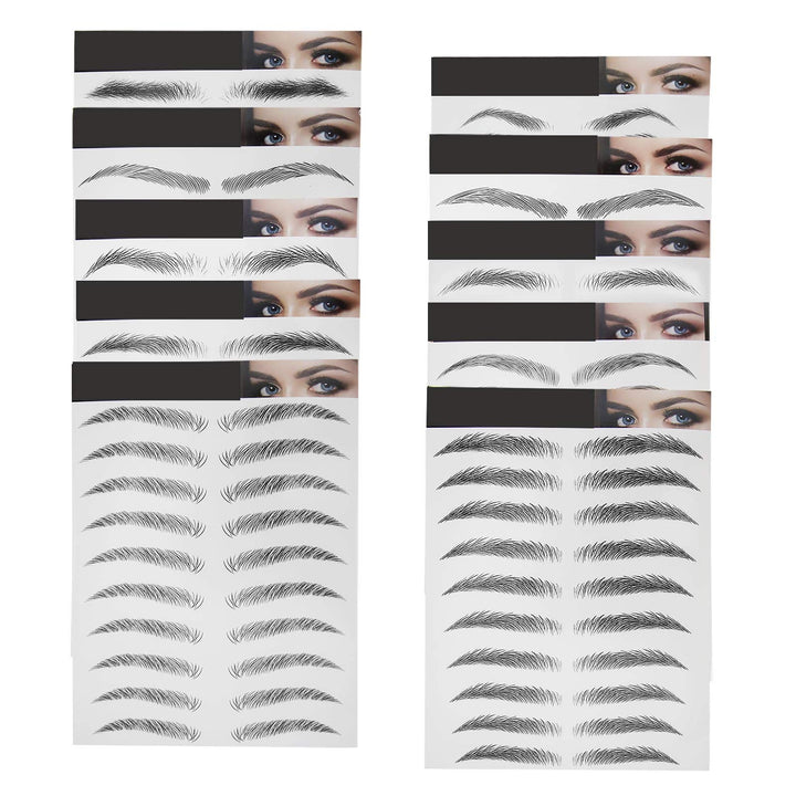 10 Sheets Black 6D Eyebrows Stickers Imitation Ecological Hair-Like Waterproof Natural Tattoos Eyebrows Stickers 100 Pairs