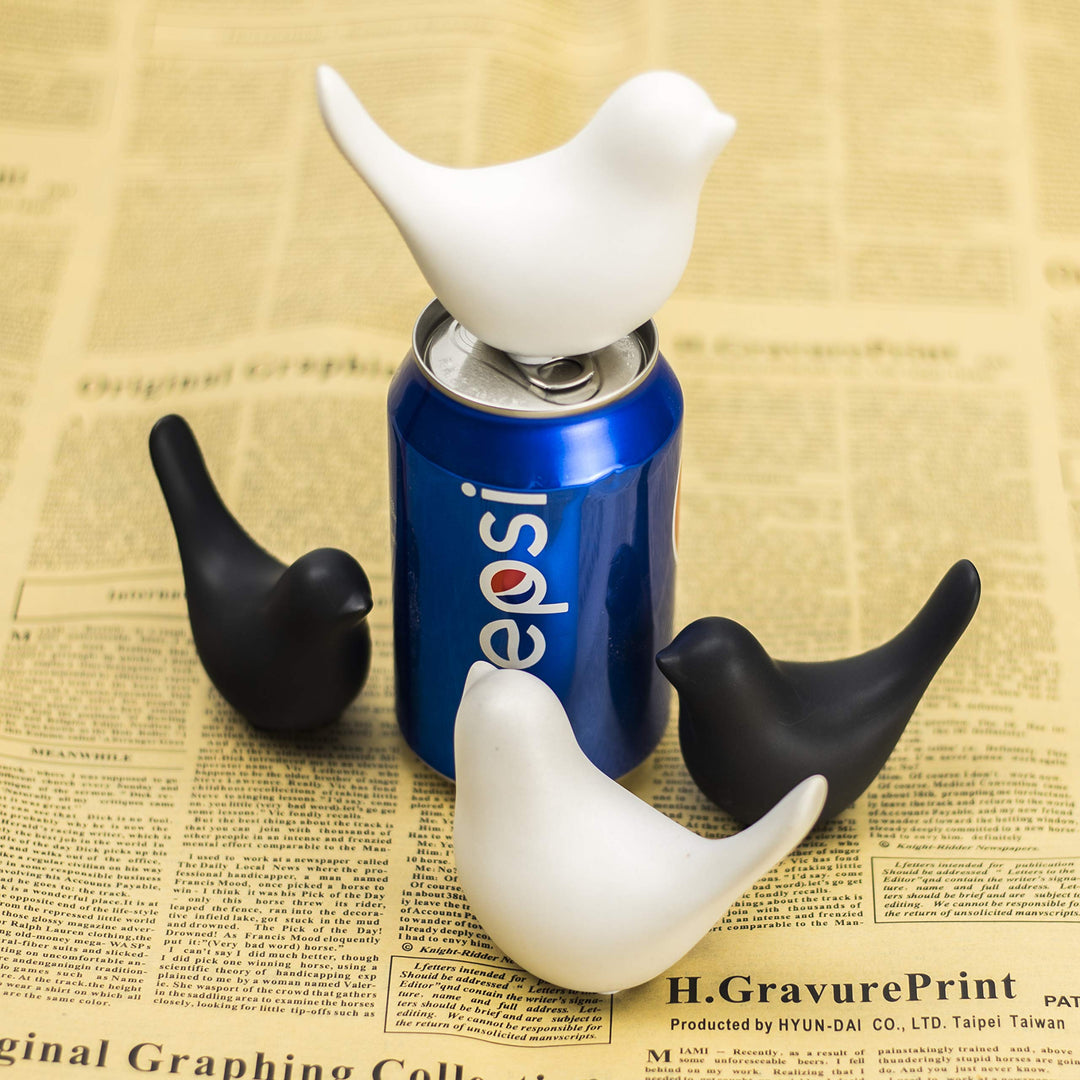 Porcelain Ceramic Little Bird Figure Figurine Craft Statue Sculpture Modern Natural Contemporary Decoration Decor (2 Small Black Birds)