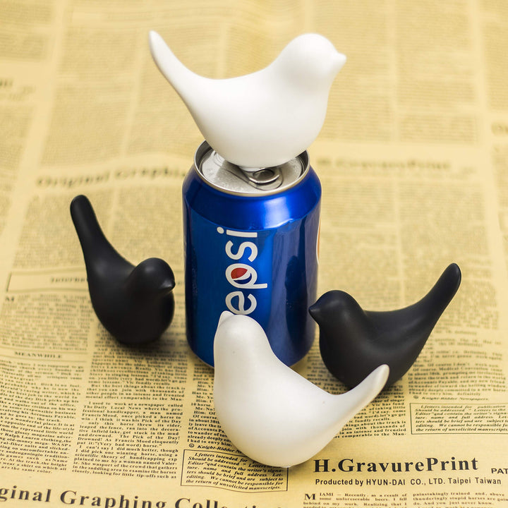 Porcelain Ceramic Little Bird Figure Figurine Craft Statue Sculpture Modern Natural Contemporary Decoration Decor (2 Small Black Birds)