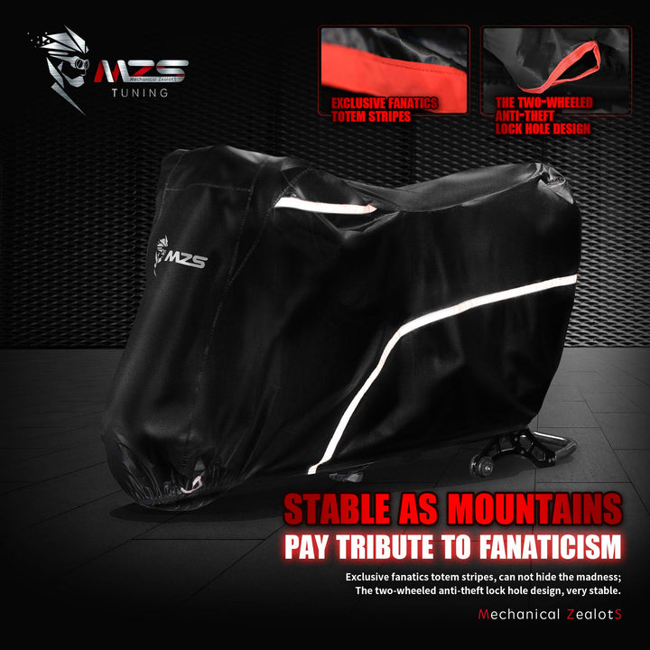Motorcycle Cover - All Season Weather Outdoor Waterproof Protection fits up to 104 inch XXL Compatible Touring Bikes Choppers Cruiser - Night Reflective Tear Scratch Wind Proof Lock Holes