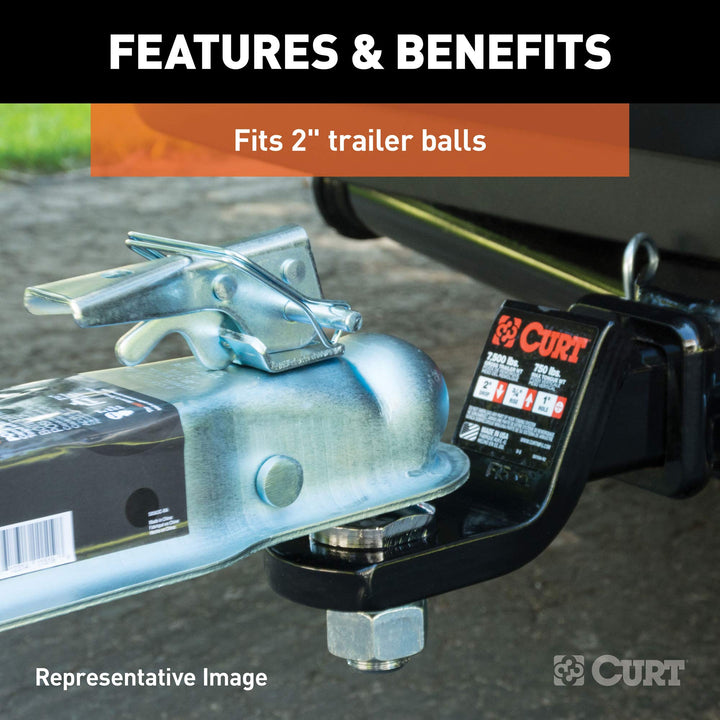 25153 Straight Tongue Trailer Coupler for 2-Inch Channel, 2-in Hitch Ball, 3,500 lbs, CLEAR ZINC
