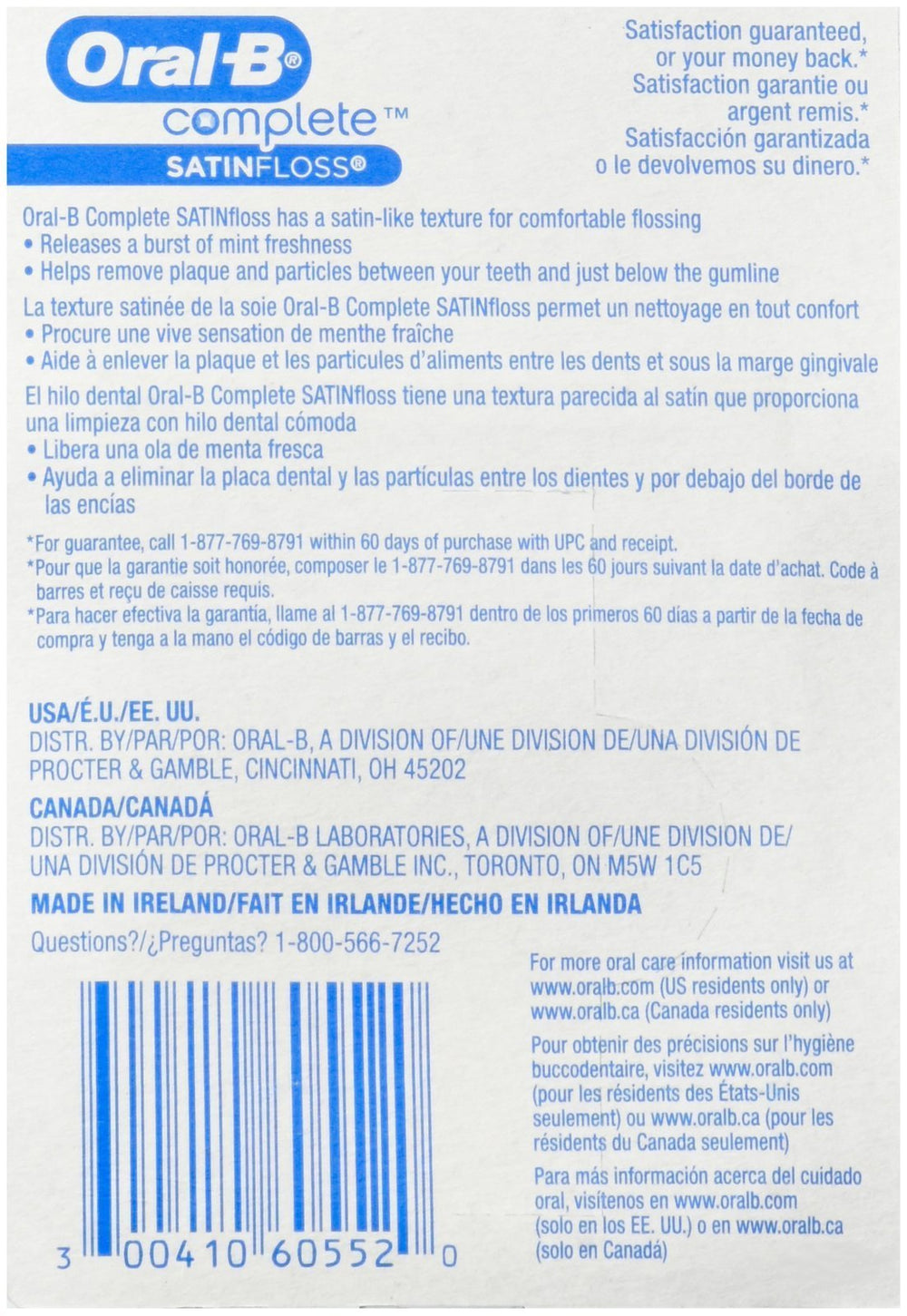 Oral-B 060552 Mint-Flavored Satin Dental Floss