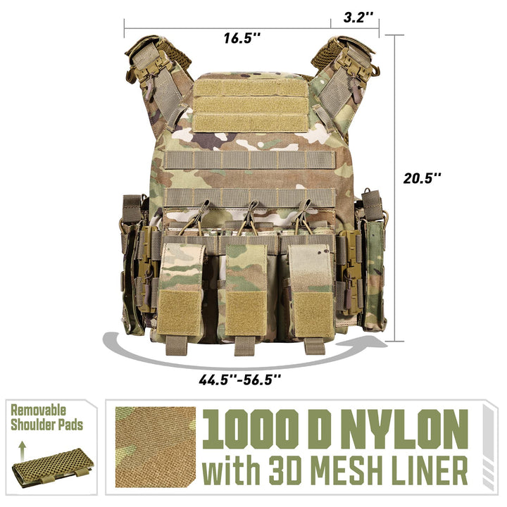 Tactical Vest Quick Release Lightweight Vest Adjustable Breathable Weighted Vest for Training, Camouflage, Mens