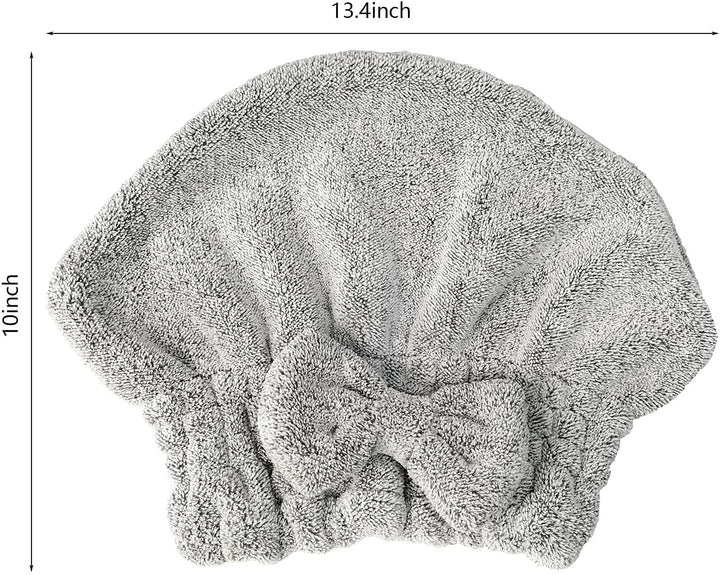 Microfiber Hair Towel Cap,Soft Absorbent Quick Drying Cap for Curly Thick Hair, Wrap Cap for Women Girls-Set of 2 Pcs (Stripe&amp;Gray)