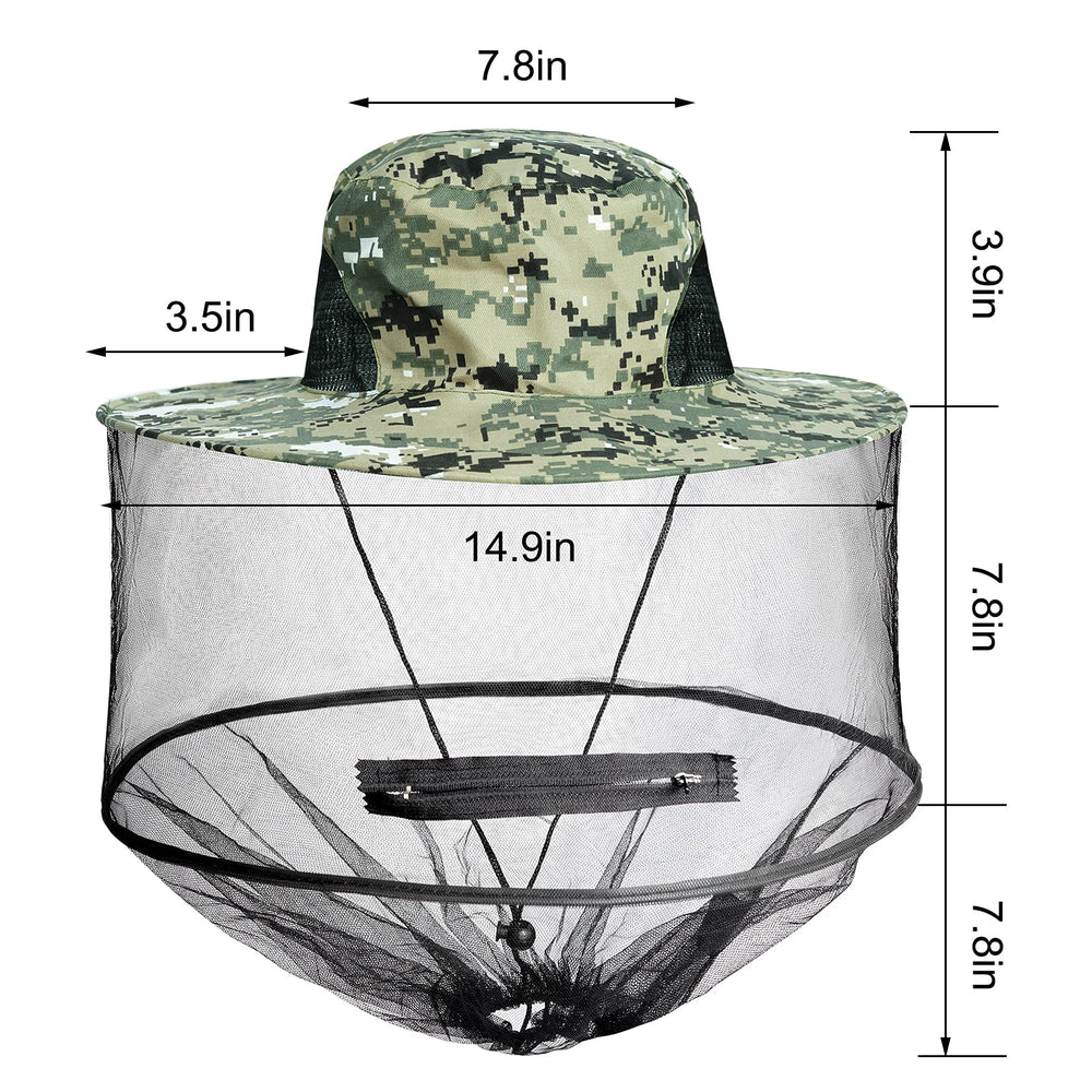 2 Pack Mosquito Head Net Hat Sun Hat Garden Bug Hat with Hidden Net Mesh for Outdoor Gardening Beekeeping