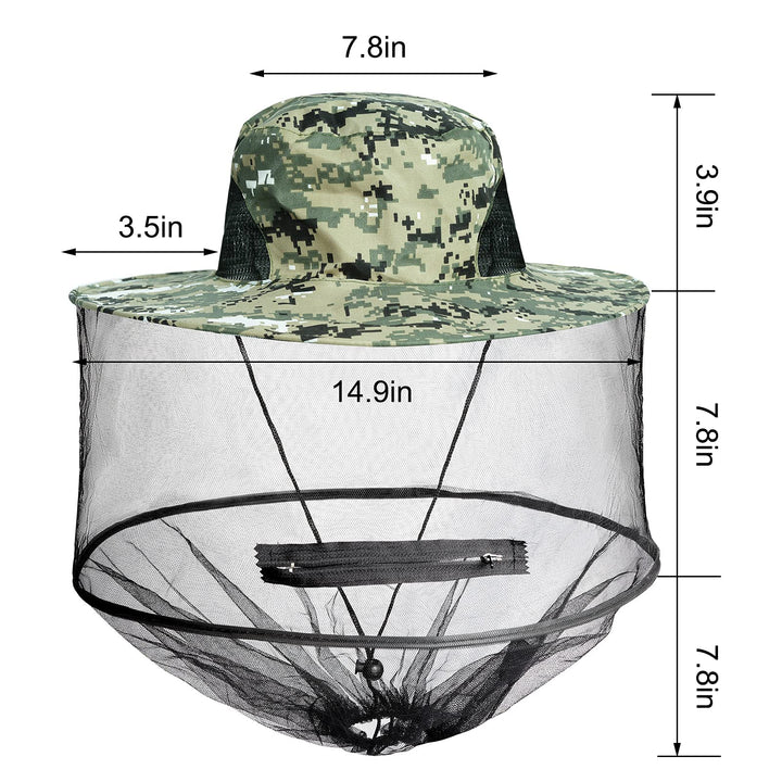 2 Pack Mosquito Head Net Hat Sun Hat Garden Bug Hat with Hidden Net Mesh for Outdoor Gardening Beekeeping