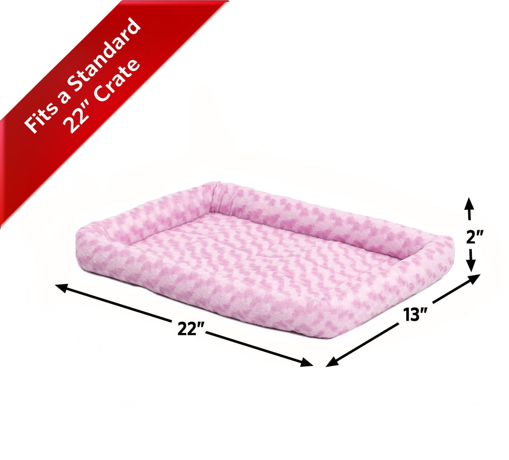 22L-Inch Pink Dog Bed or Cat Bed w/ Comfortable Bolster | Ideal for XS Dog Breeds & Fits a 22-Inch Dog Crate | Easy Maintenance Machine Wash & Dry | 1-Year Warranty