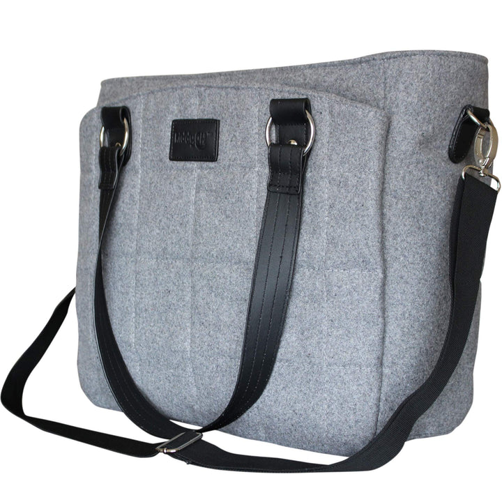 Diaper Bag Convertible Messenger Baby Bag by Kiddyoh - Multi-function Baby Diaper Bag with Stroller Straps - Wool & Polyester Stylish Waterproof Lined Grey Diaper Bag for Mom’s - Best Baby Shower Gift