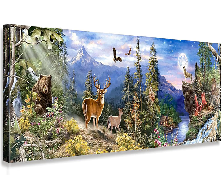 5D Diamond Painting Kits for Adults (35.4x11.8inch) DIY Large Forest Full Round Drill Cross Stitch Embroidery Pictures Arts Paint by Number Kits Diamond Painting Kits for Home Wall Decor