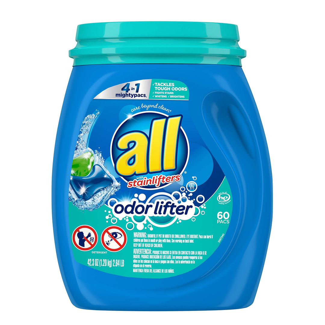all Mighty Pacs Laundry Detergent, Odor Lifter, Tackles