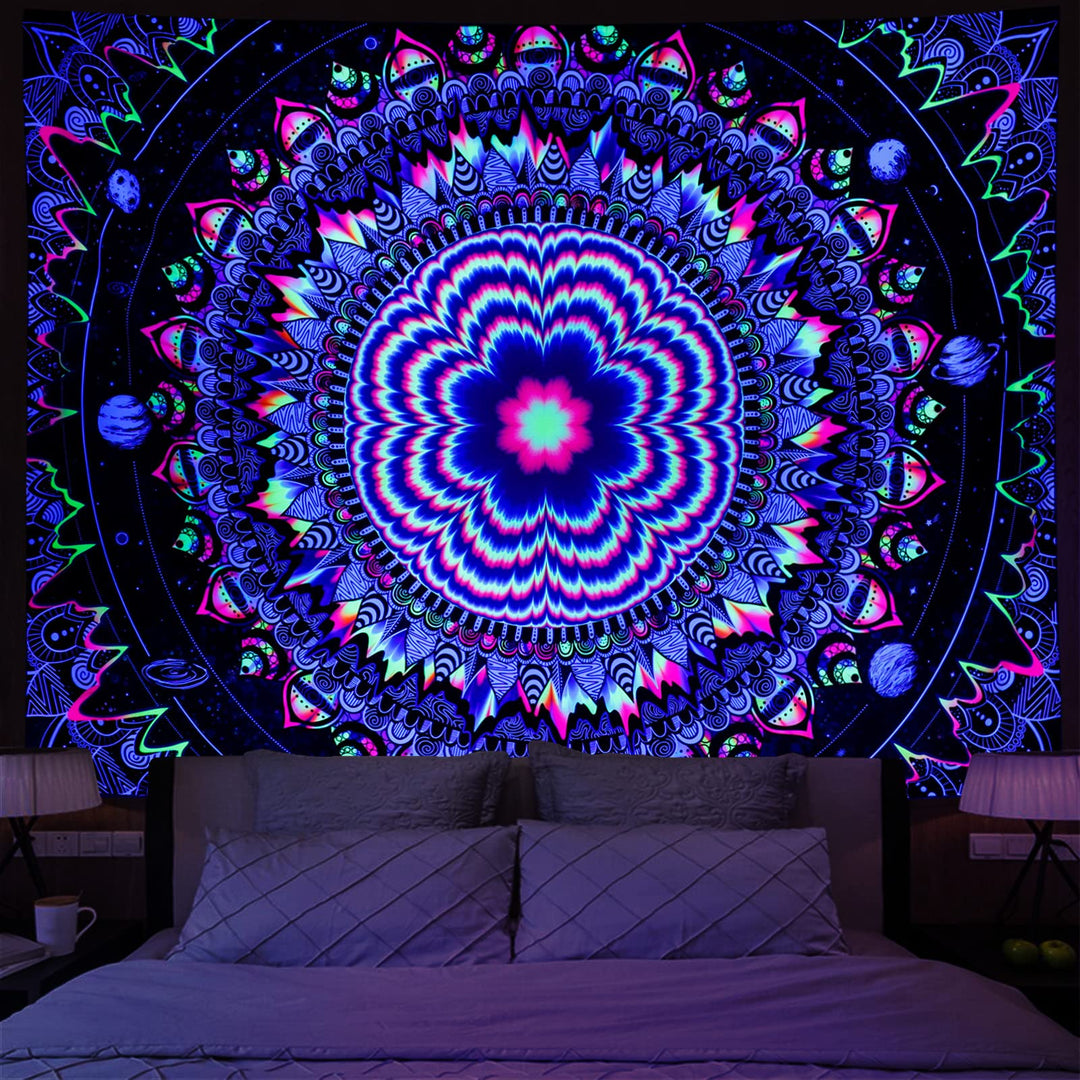 Amonercvita Blacklight Tapestry Trippy Mandala Tapestry