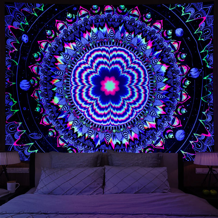 Amonercvita Blacklight Tapestry Trippy Mandala Tapestry